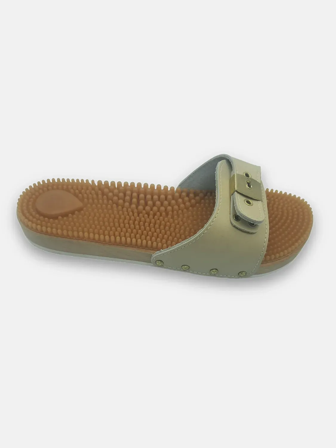 Mauri Zoccolo legno anatomico con pioli uomo - beige - Made in Italy